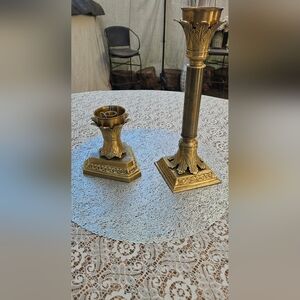 Vintage Brass Candle Holder Set